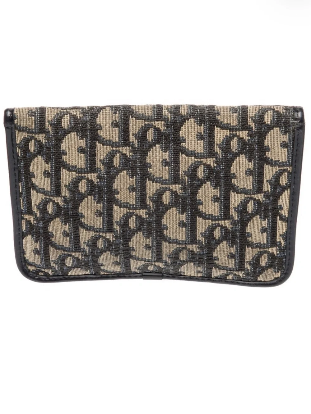 Dior Beige and Black Diorissimo Canvas Envelope Clutch with CD Logo